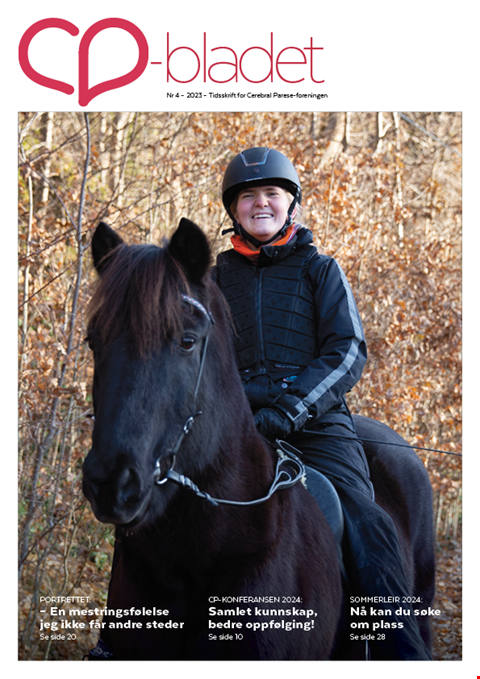NYESTE UTGAVE: I siste nummer av CP-bladet får du blant annet lese om Edda, som har hest som sin store lidenskap. Foto: Charlotte Åsland Larsen